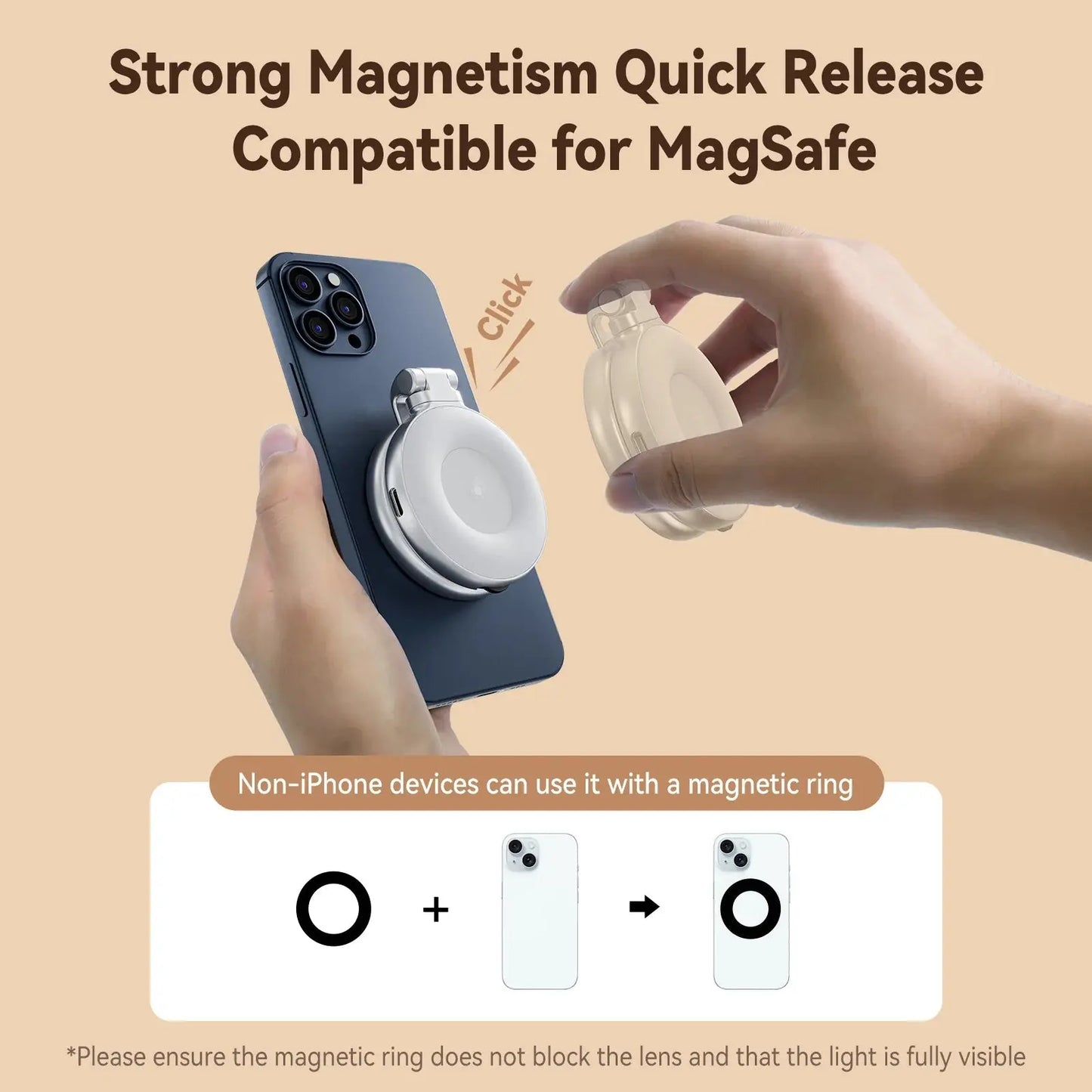 Magnetic 3 - in - 1 Selfie Light – Take Studio - Quality Photos - MagSafe Light